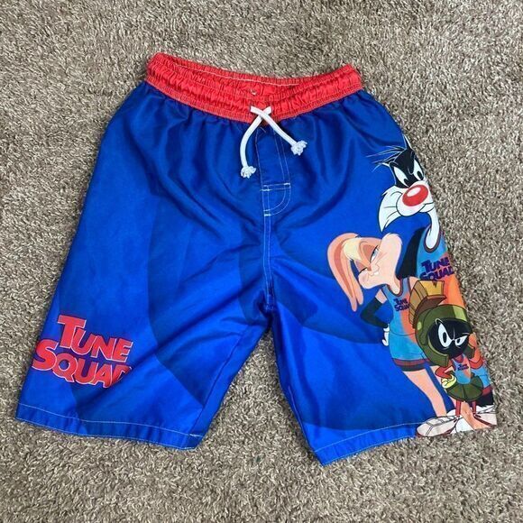 Space Jam Swim Trunks Shorts Youth Size 10/12 Squad Swimsuit Swimwear Blue - Picture 3 of 9